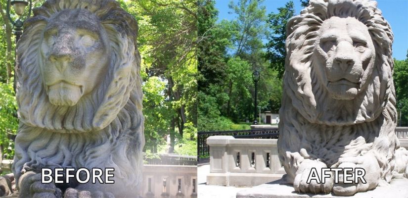 Masonry Restoration on Stone Statues 